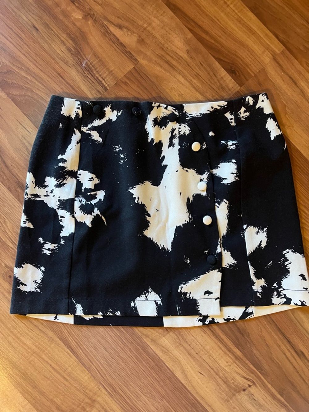 Urban Outfitters Black & White Abstract Button Mini Skirt